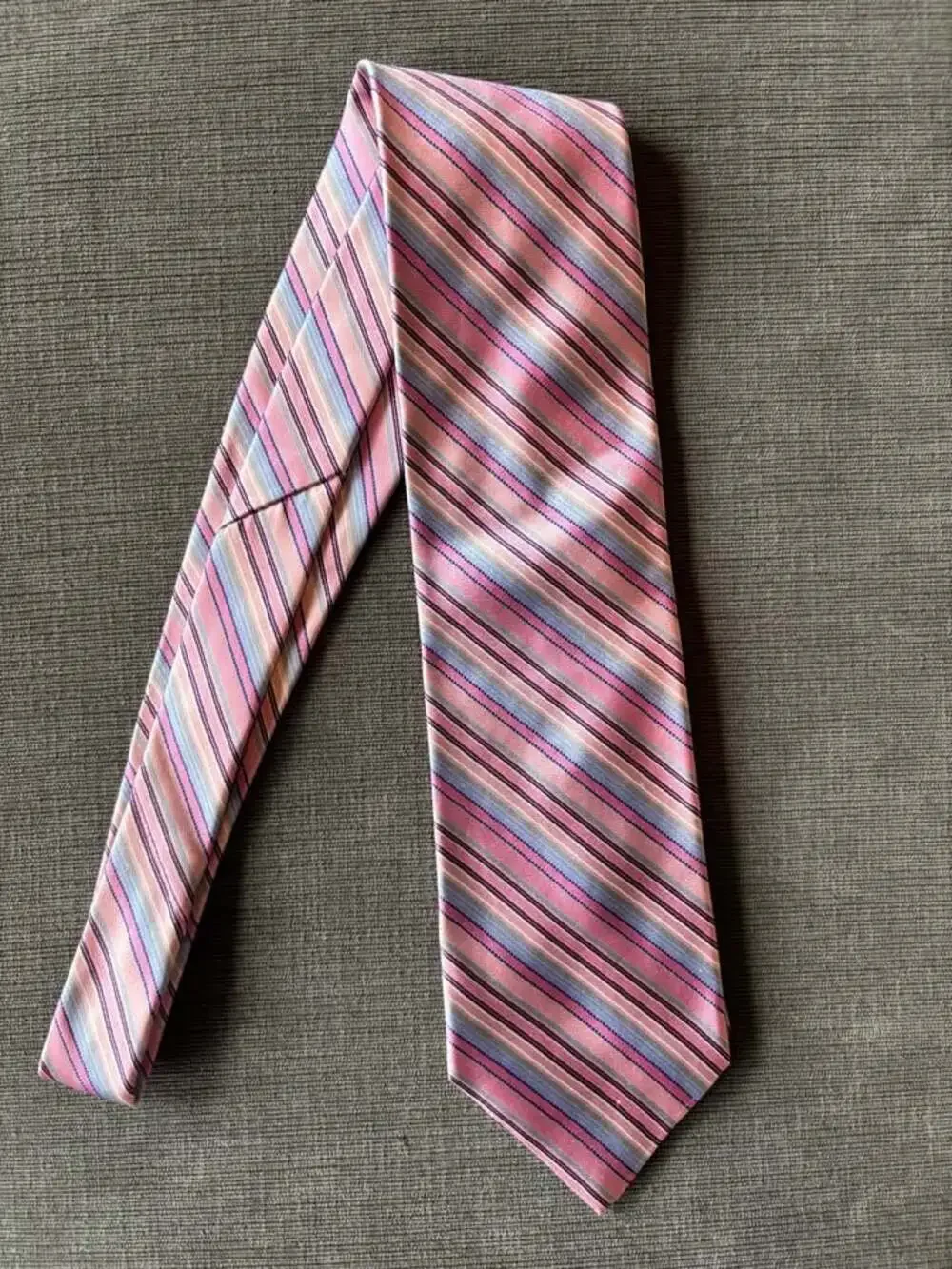 City of London Silk Tie Pastel Pink Blue Stripe Multicolor Polka Dot Lining
